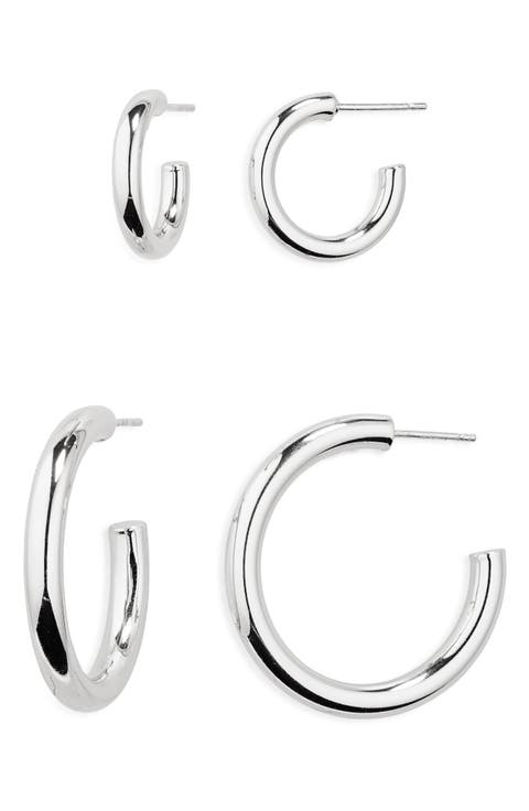 Set of 2 Glossy Hoop Earrings