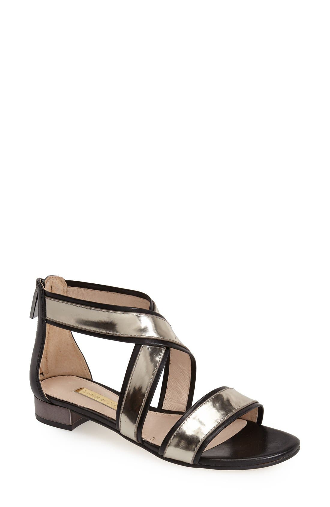 'Angola' Leather Sandal, Main, color, IRON/ BLACK