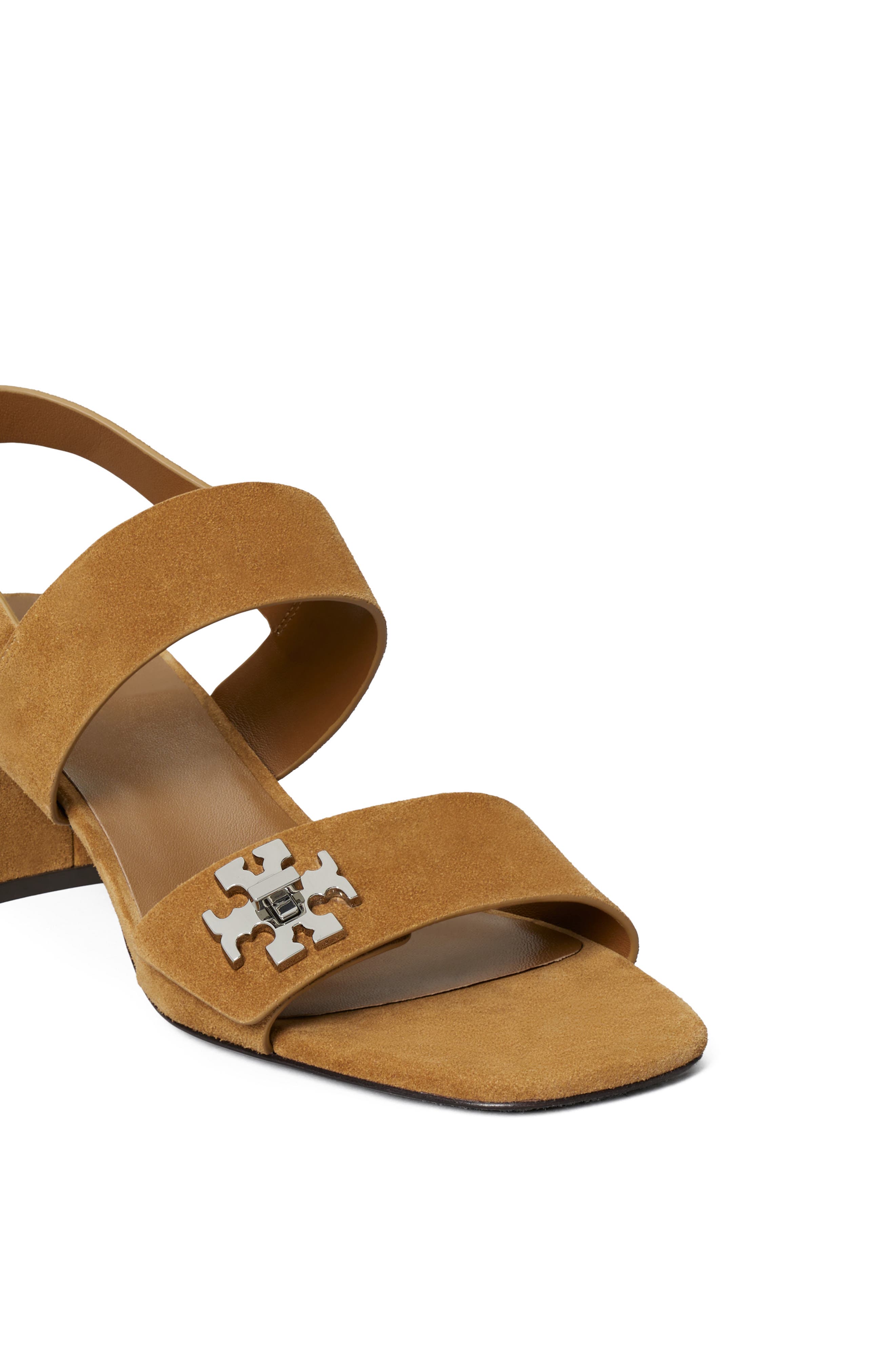 Tory Burch Turnlock Block Heel Slingback Slide Sandal, Alternate, color, Wild Tabacco