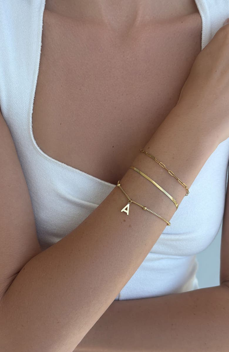 Adornia Set of 3 Tarnish Resistant 18K Gold Plated Chain Bracelets, Alternate, color, Gold-A