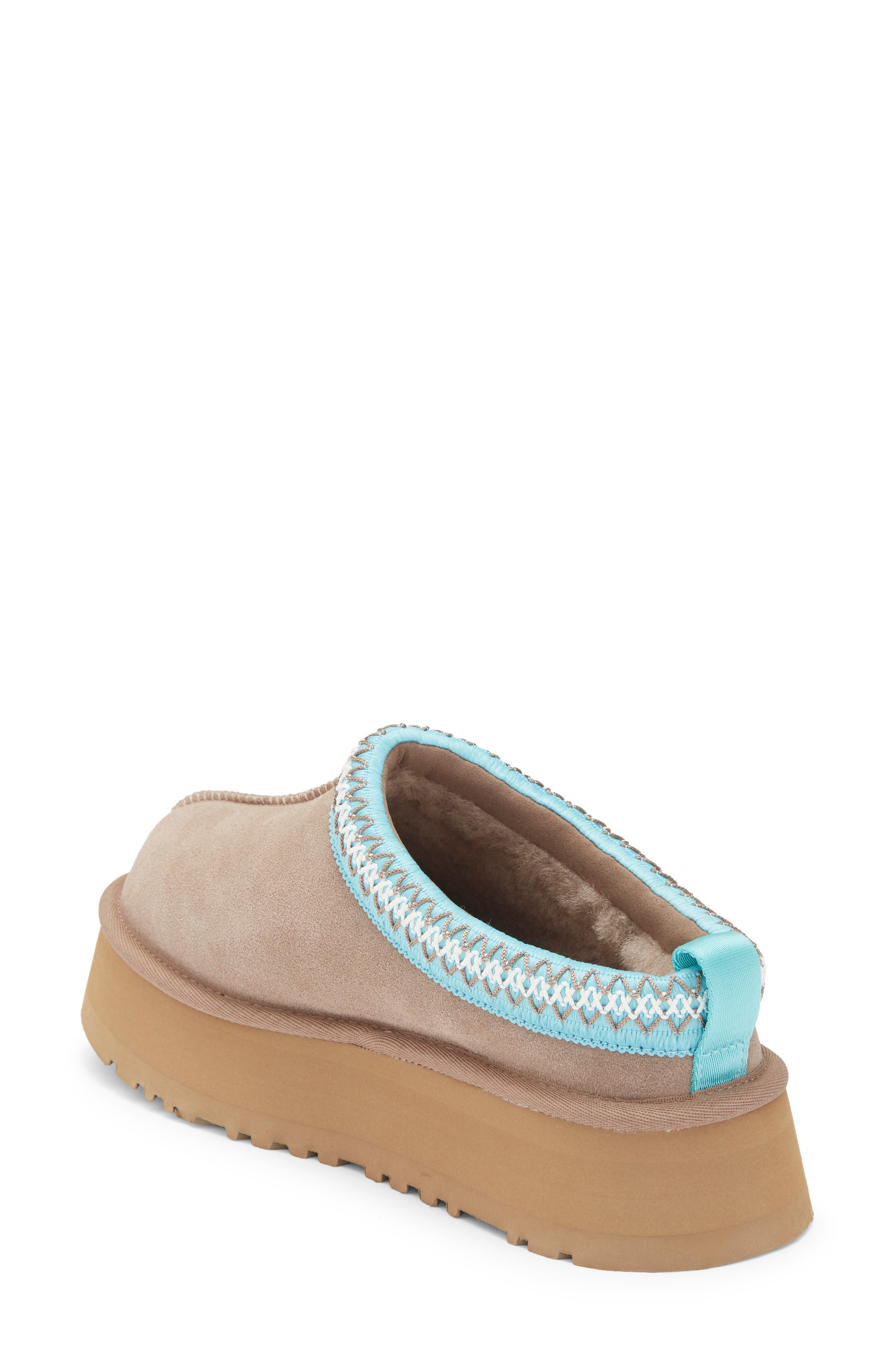 Tazz II Genuine Shearling Lined Platform Slipper, Alternate, color, CARIBOU / SAPPHIRE ICE