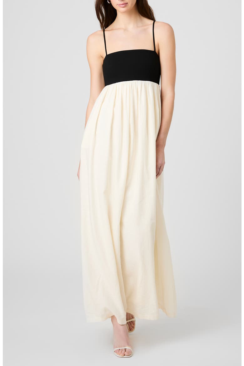 Phoebe Mixed Media Maxi Dress, Main, color, BLACK-PORCELAIN CREAM