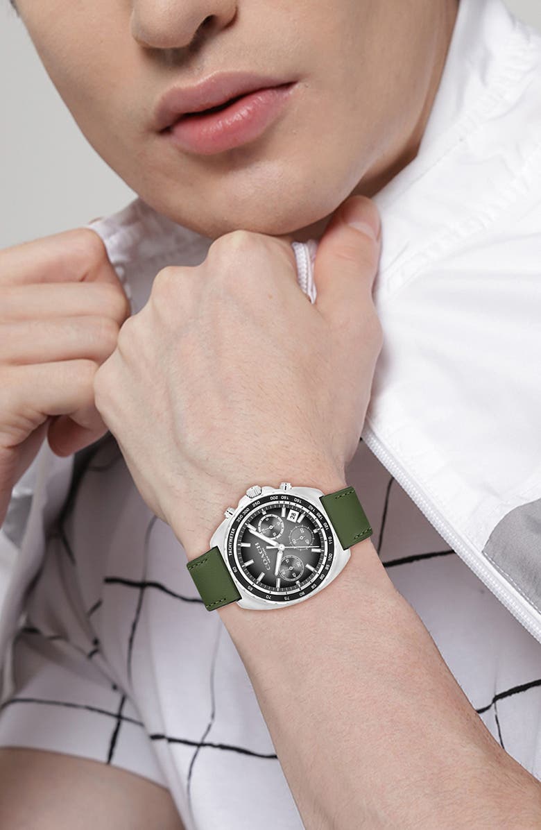 COACH Charter Leather Strap Watch, Alternate, color, Grey