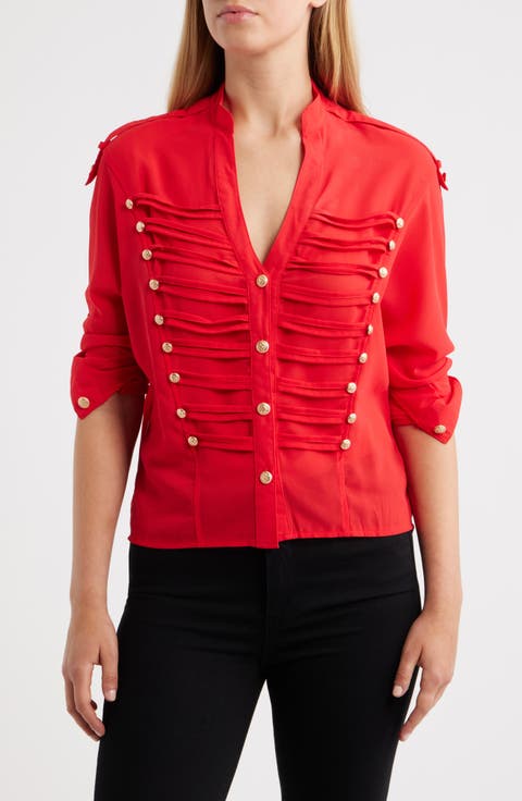 Jameson Button Embellished Semisheer Top