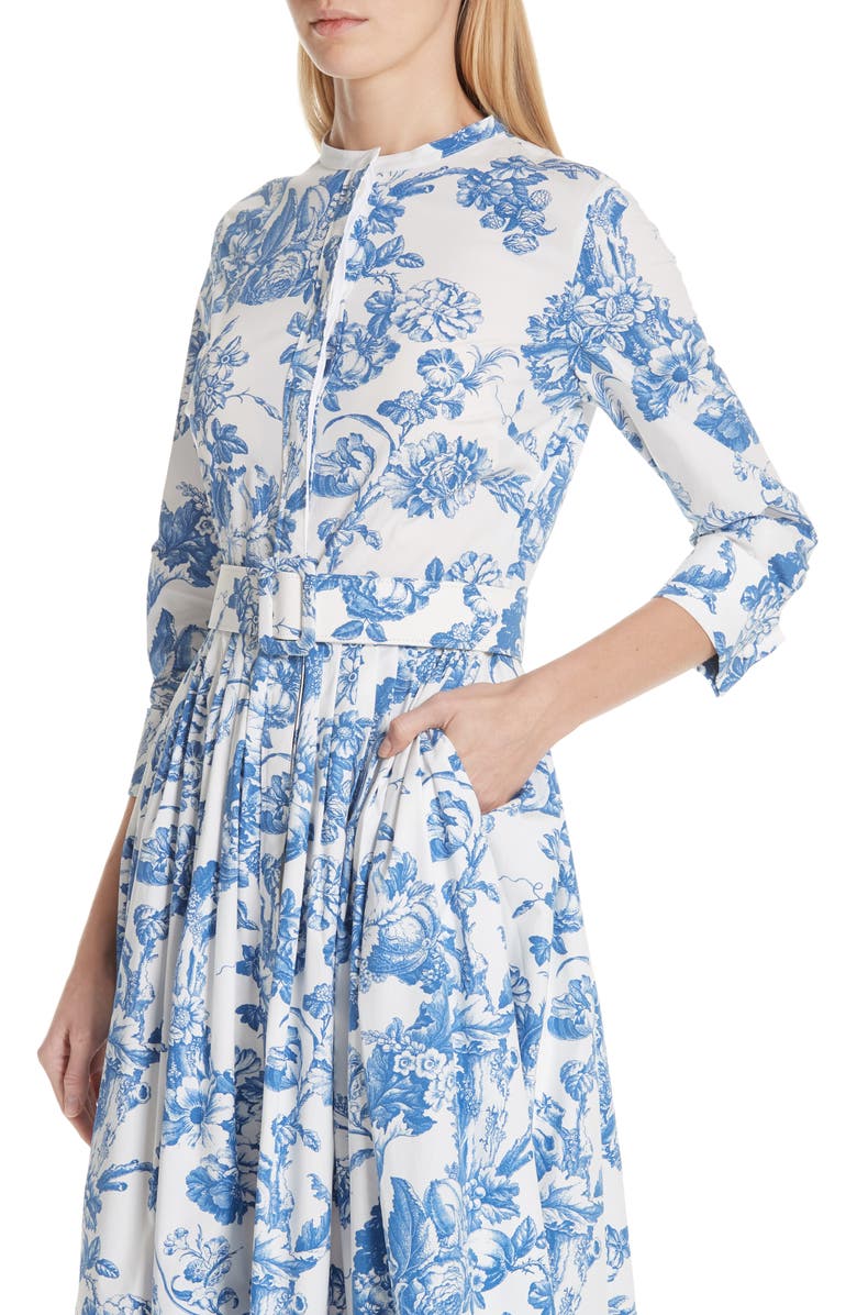 Oscar de la Renta Toile Print Stretch Poplin Shirtdress, Alternate, color, 