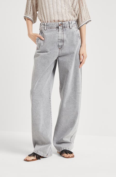 パンツ BRUNELLO CUCINELLI Woman Pants Charcoal MD588P8724 C032 Brunello Cucinelli - Anthracite Stretch Cotton Flat Front Pant
