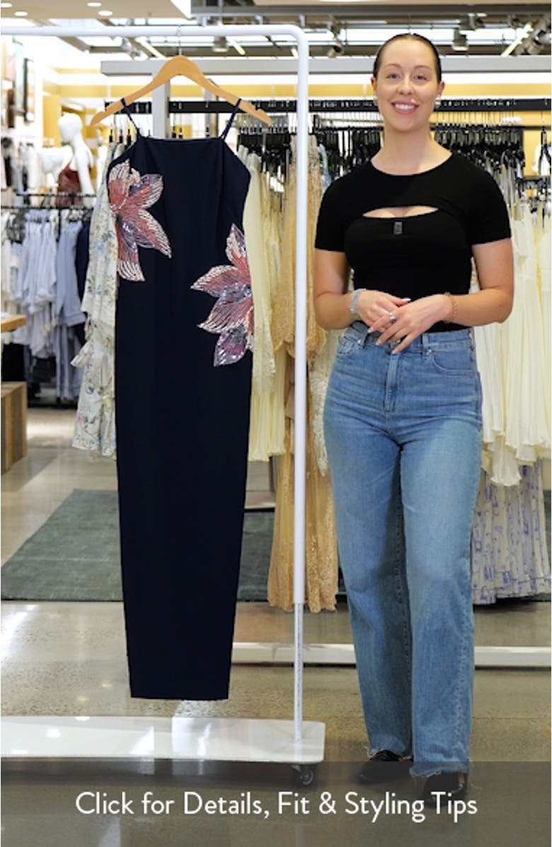 Bead Embellished Strapless Column Gown, sales video thumbnail