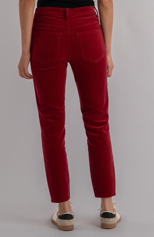 Kut From The Kloth Charlize Ankle Cigarette Velvet Pants In Red