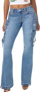 True Religion Joey Low Rise Cargo Flap Flare Jeans