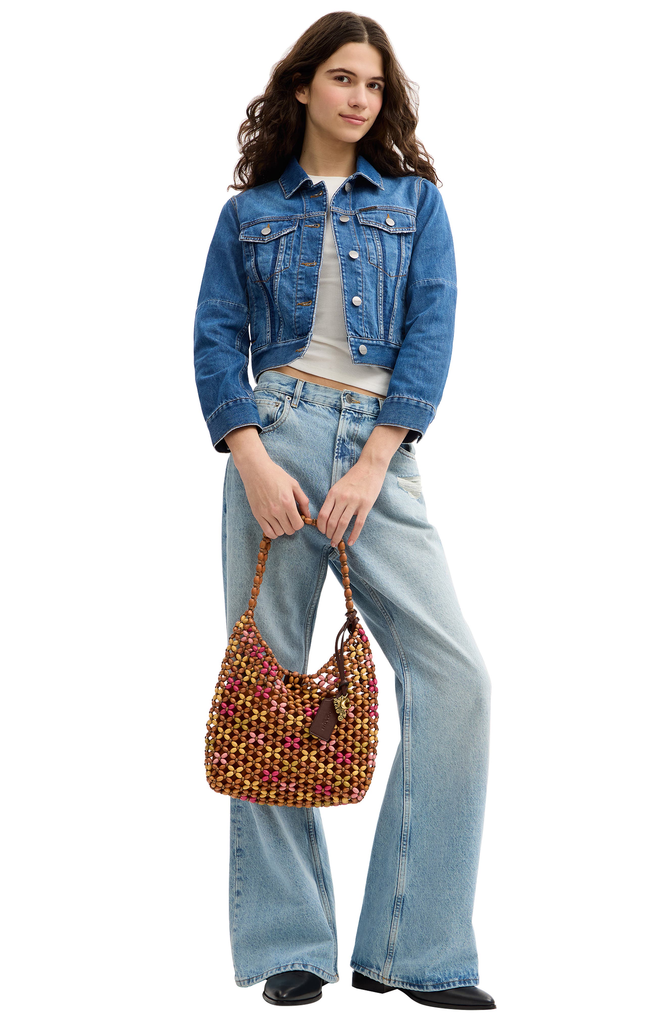 COACH Brooklyn 34 Wooden Bead Shoulder Bag, Alternate, color, Maple Multi
