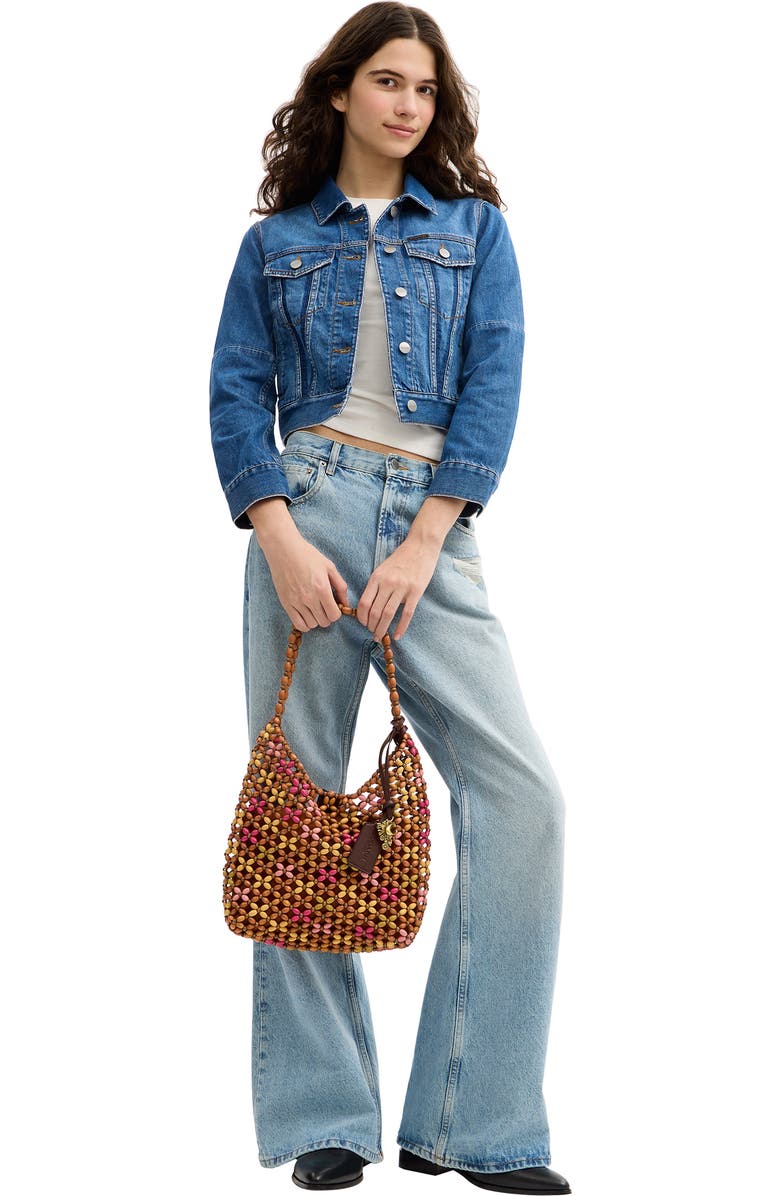 COACH Brooklyn 34 Wooden Bead Shoulder Bag, Alternate, color, Maple Multi