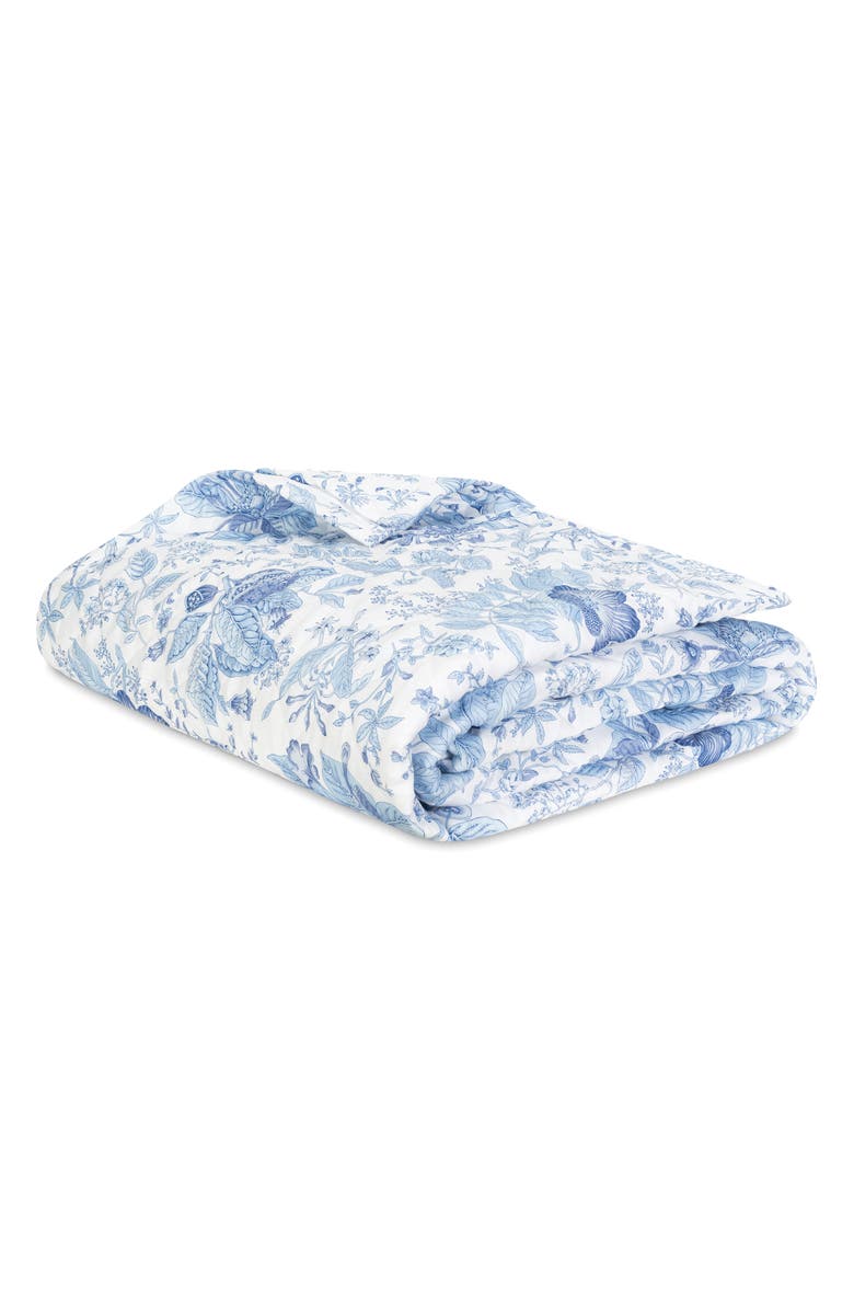 Matouk Pomegranate Linen Quilt, Main, color, Porcelain Blue