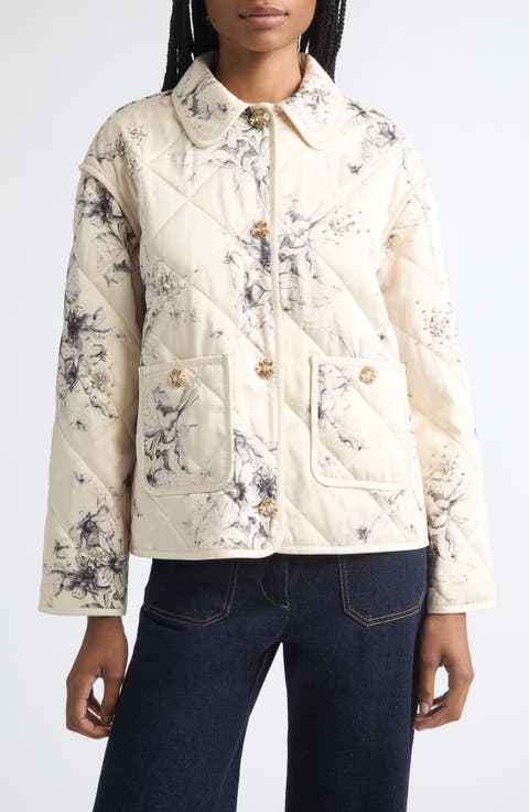 Sketched Floral Alexa Quilted Jacket