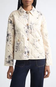 Cinq à Sept Sketched Floral Alexa Quilted Jacket