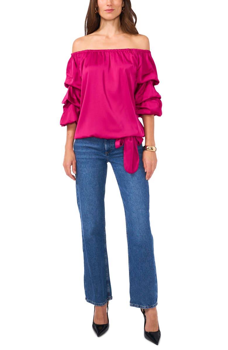 Vince Camuto Off the Shoulder Bubble Sleeve Top, Alternate, color, Wild Petunia