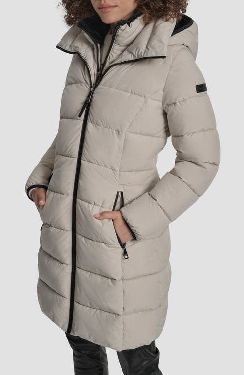 Dkny Bib Front Quilted Puffer Coat In Gray