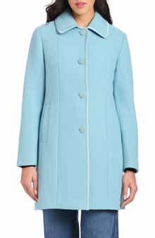 Kate Spade New York satin pipe trim wool blend coat