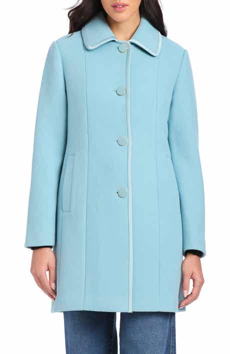 Kate Spade New York satin pipe trim wool blend coat