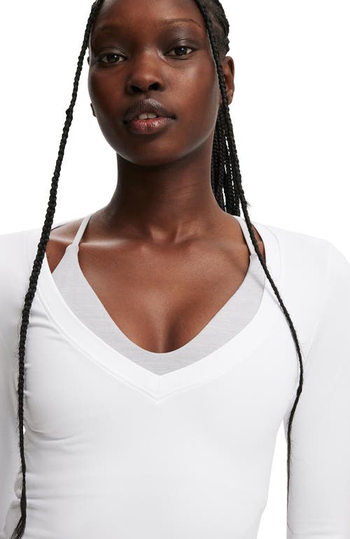 Cotton On Body Active Ultra Soft Plunge Front Long Sleeve In White