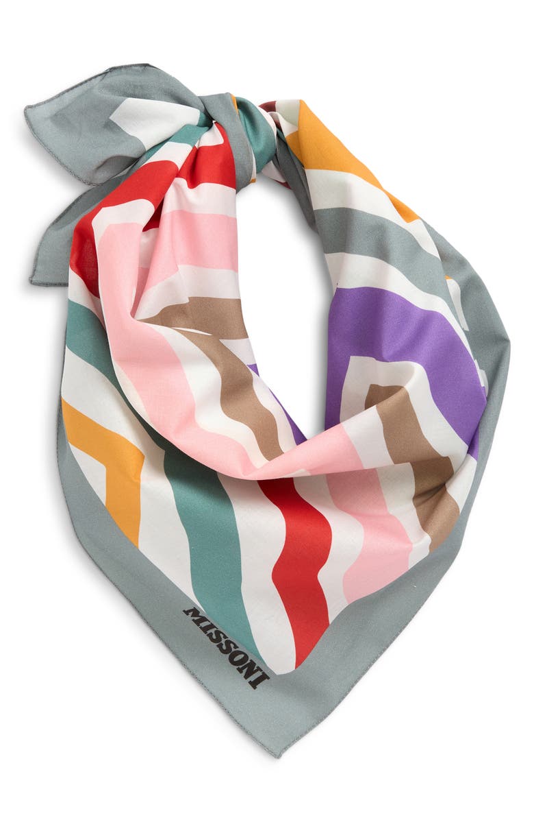 Missoni Zigzag Print Cotton Square Scarf, Alternate, color, 0001 White Multi