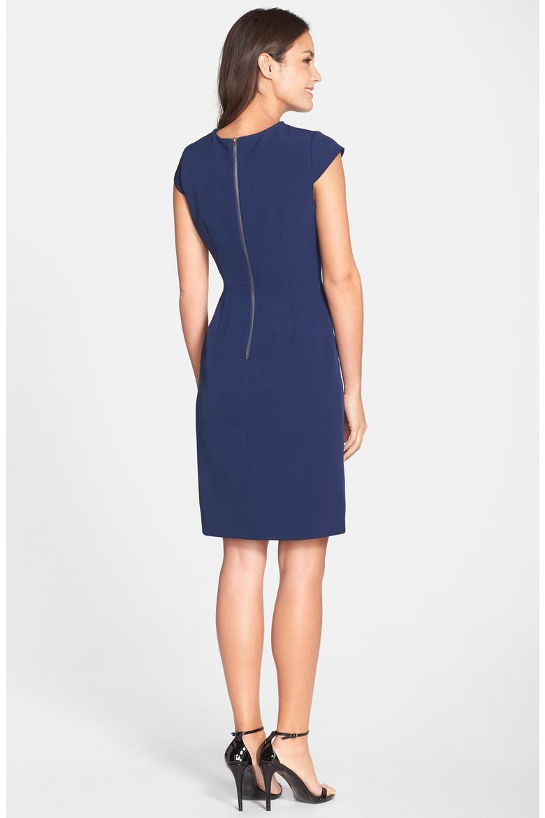 Cutout Neck Crepe Sheath Dress, Alternate, color, DUSK