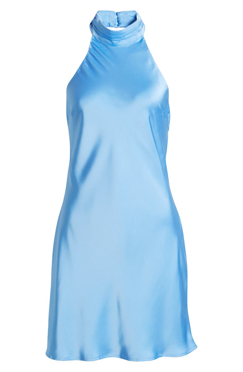 Princess Polly Take Me Back Satin Halter Minidress, Alternate, color, Blue