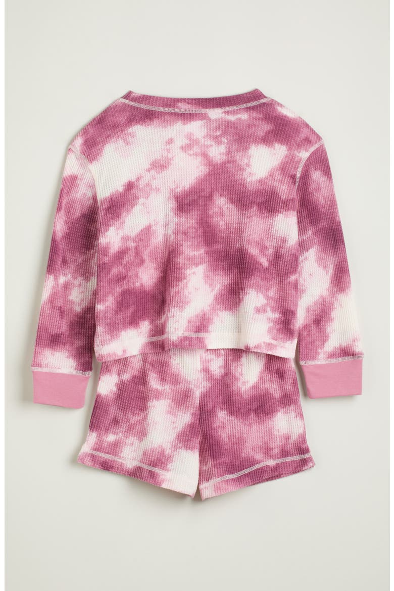 Kids' Two-Piece Waffle Knit Short Pajamas, Alternate, color, MAUVE ORCHID CLOUDY SKY