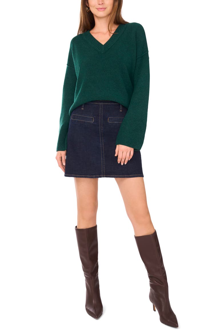 High-Low V-Neck Sweater, Alternate, color, WISE