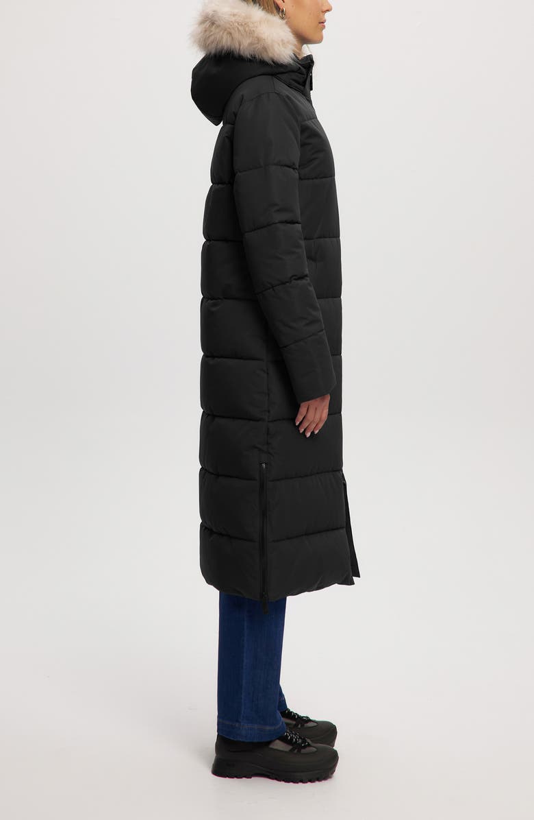 Noize Long Parka with Faux Fur Trim, Alternate, color, Black