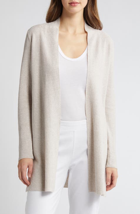 EILEEN FISHER Organic Cotton Ribbed Cardigan shops Sweater Size S