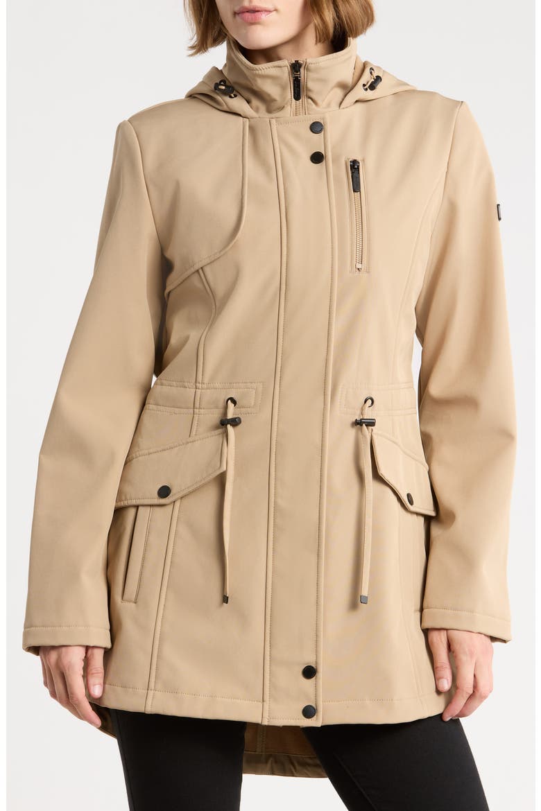 Cinched Waist Softshell Anorak, Alternate, color, SAND