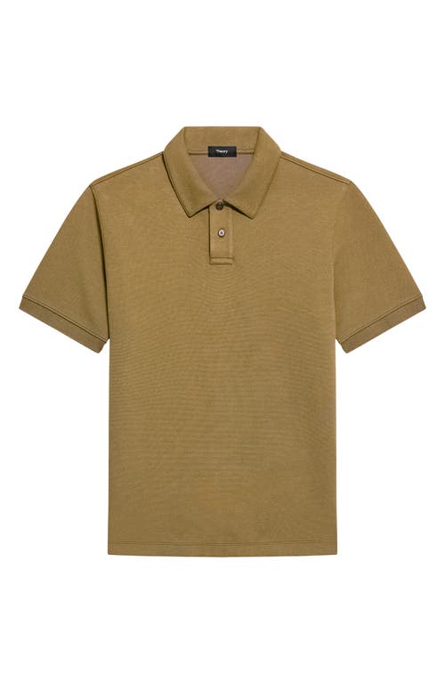Theory Delroy Double Pique Regular Fit Polo Shirt In Brown