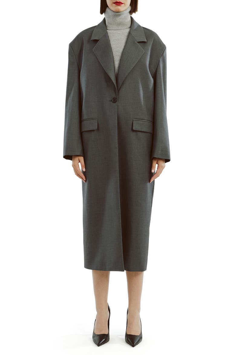 Maika Longline Coat, Main, color, DARK GREY