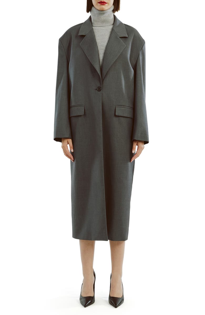 Bardot Maika Longline Coat, Main, color, Dark Grey