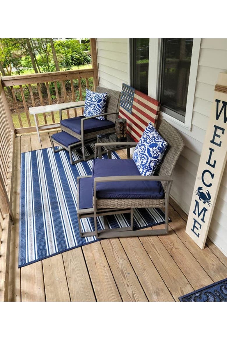 Vertical Stripe Rug, Alternate, color, Blue White - 6'x9'