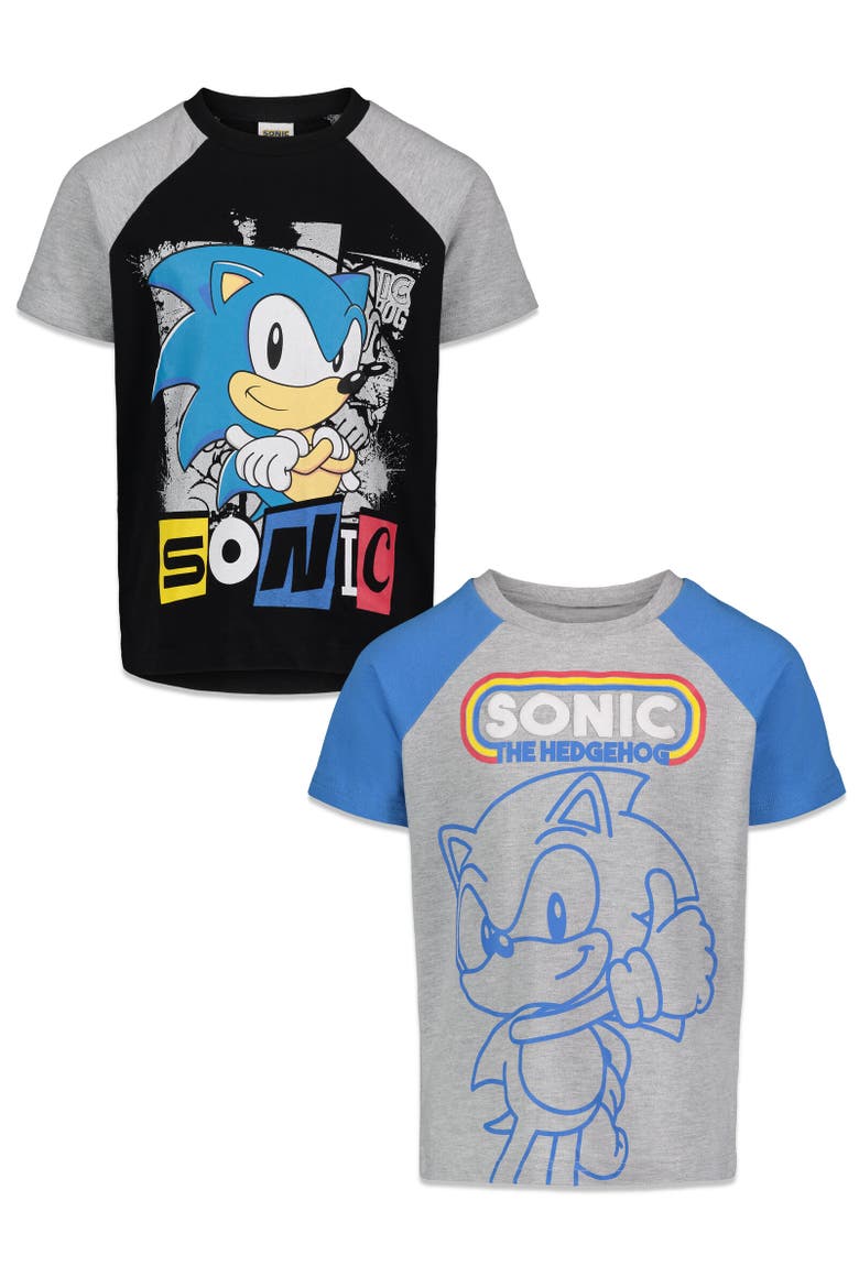 Sonic the Hedgehog 2-Pack T-Shirts, Main, color, Black / Grey / Blue