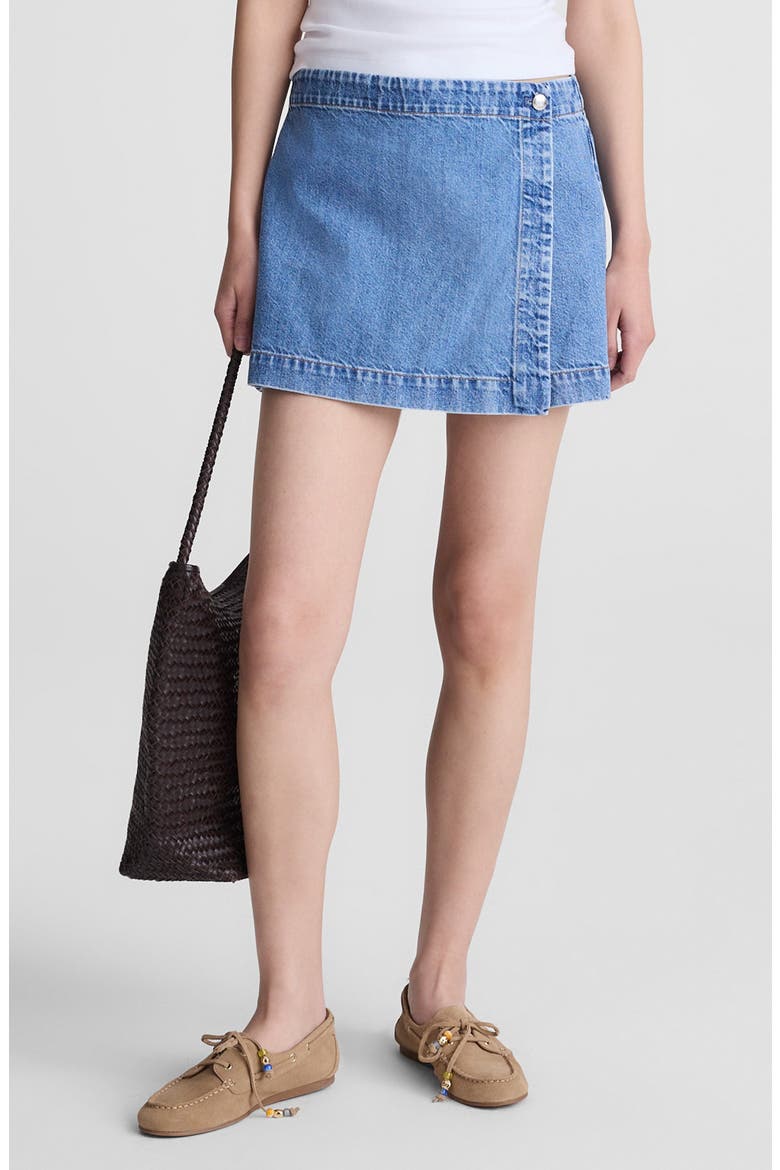 Denim Wrap Mini Skort, Main, color, MIDVALE WASH