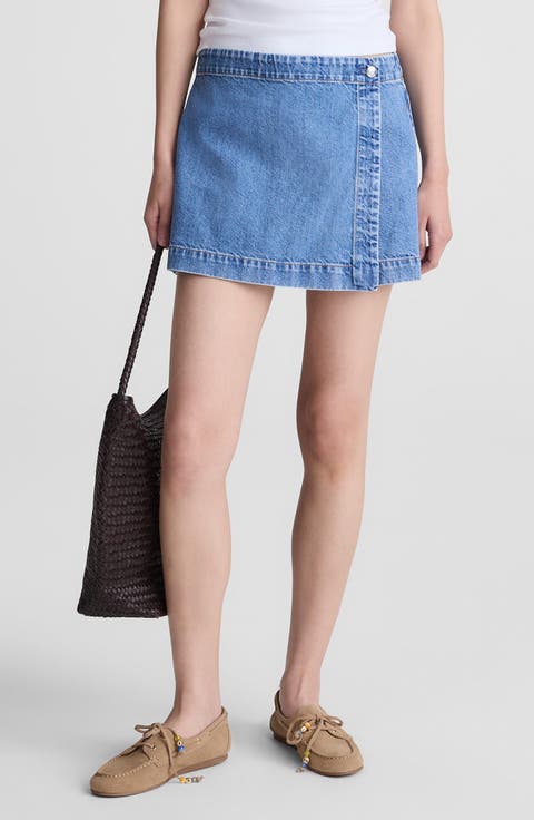 Denim Wrap Mini Skort (Midvale)