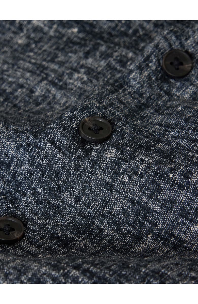 John Varvatos Malon Mélange Short Sleeve Cotton Seersucker Button-Up Shirt, Alternate, color, Navy