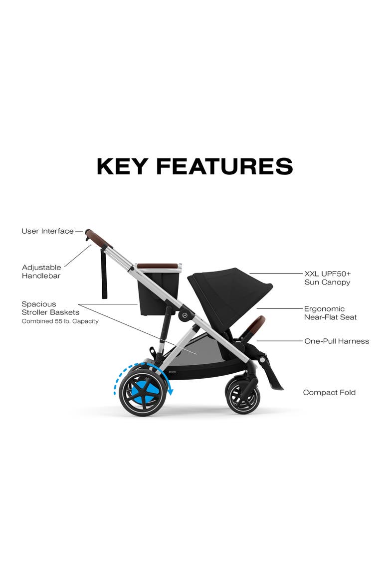 e-Gazelle S Stroller & Cloud G Pro Car Seat Travel System, Alternate, color, MOON BLACK