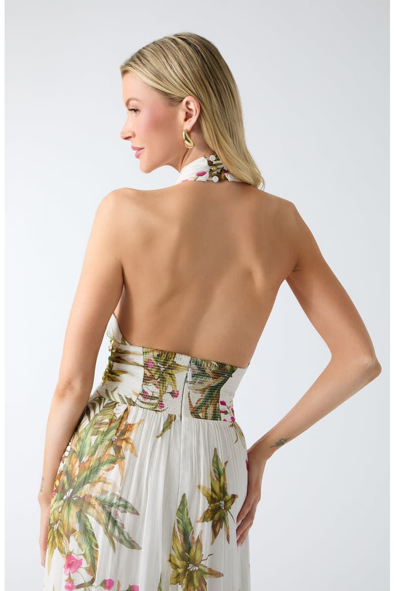 Hassana Floral Print Halter Maxi Dress, Alternate, color, WHITE MULTI