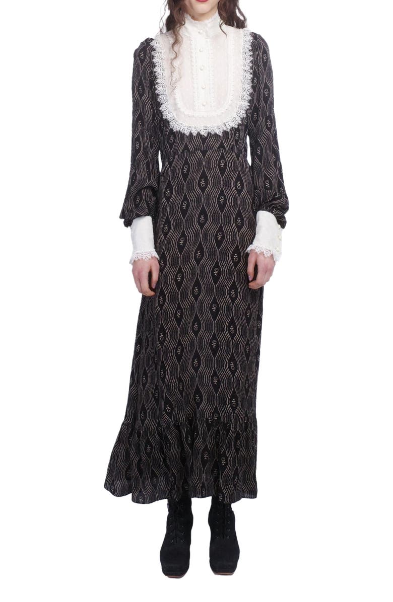 Anna Sui Berry Crepe Victorian Bib Dress, Main, color, 