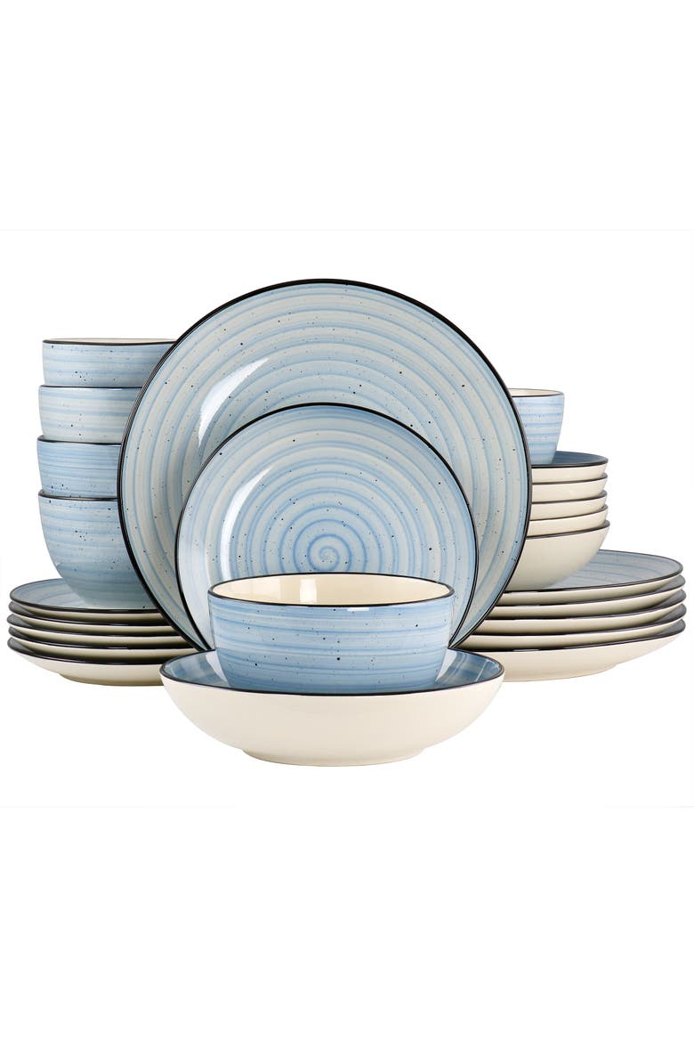 Gia 24 Piece Round Stoneware Dinnerware Set, Main, color, White