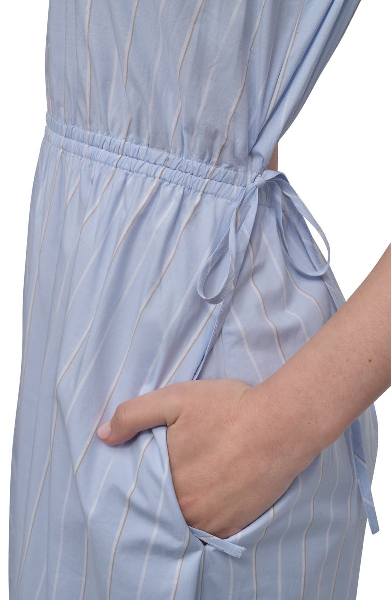 DKNY Jeans Cutout Back Cotton Poplin Maxi Dress, Alternate, color, Baldwin Stripe/ Frost Blue