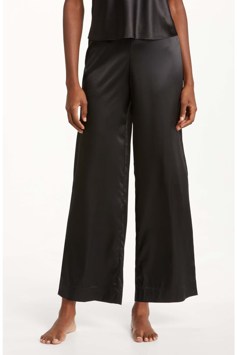 Glamour Satin Pajama Pants, Main, color, BLACK