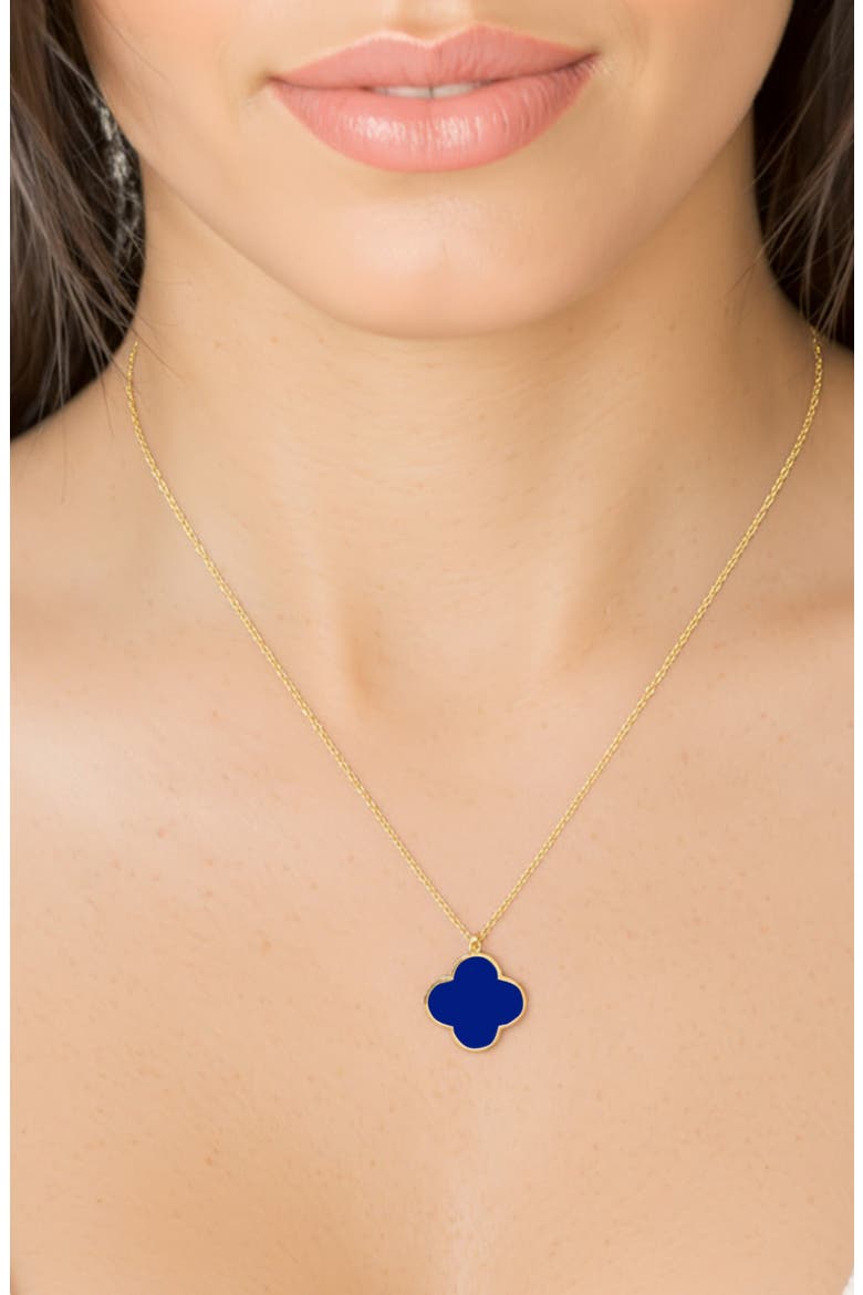 Stone Clover Pendant Necklace, Alternate, color, GOLD/BLUE AGATE