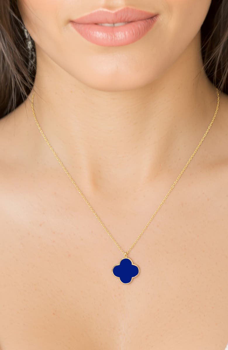 GABI RIELLE Stone Clover Pendant Necklace, Alternate, color, Gold/Blue Agate