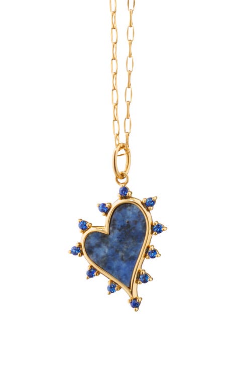 Heart 18k Gold Sodalite & Blue Sapphire Necklace