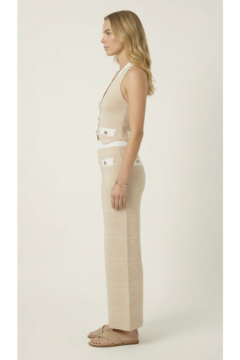 Ribbed Knit Vest and Wide Leg Pant Set, Alternate, color, Beige / White
