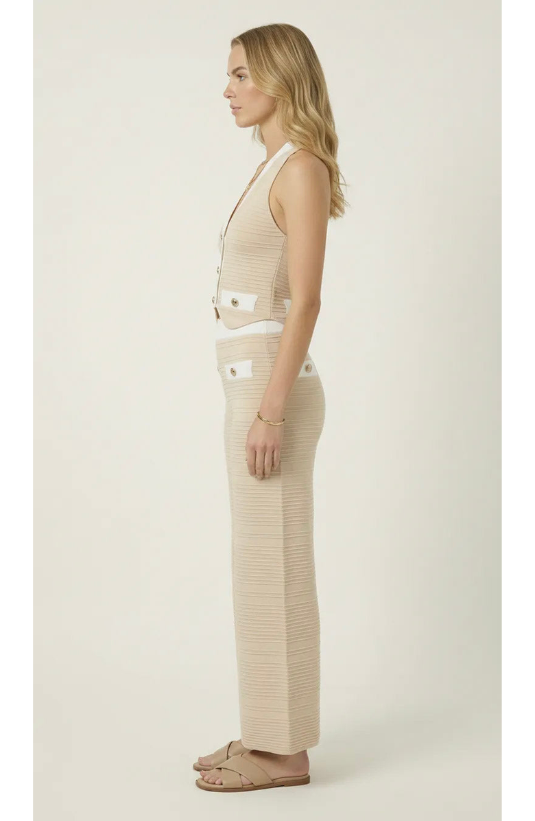 Modenaire Ribbed Knit Vest and Wide Leg Pant Set, Alternate, color, Beige / White